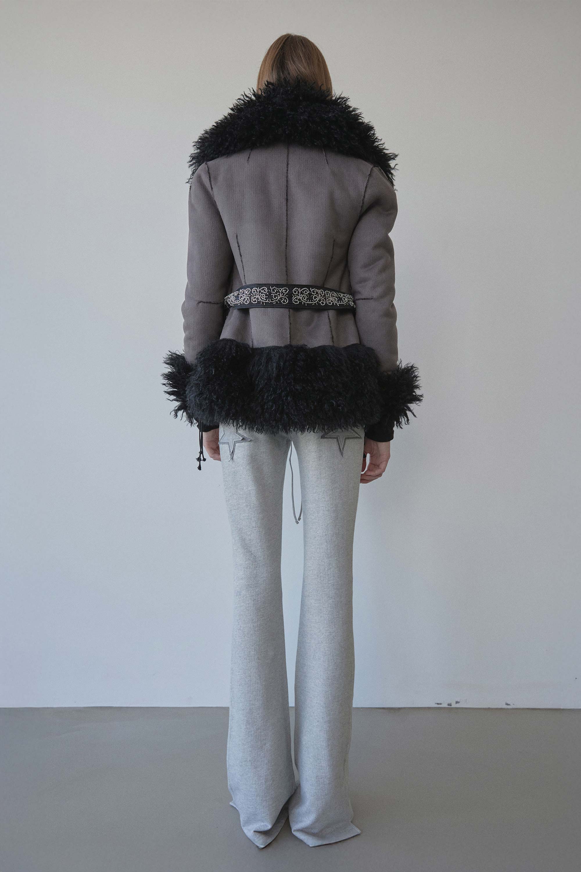 Beaded Faux Fur Robe Black - Image 3