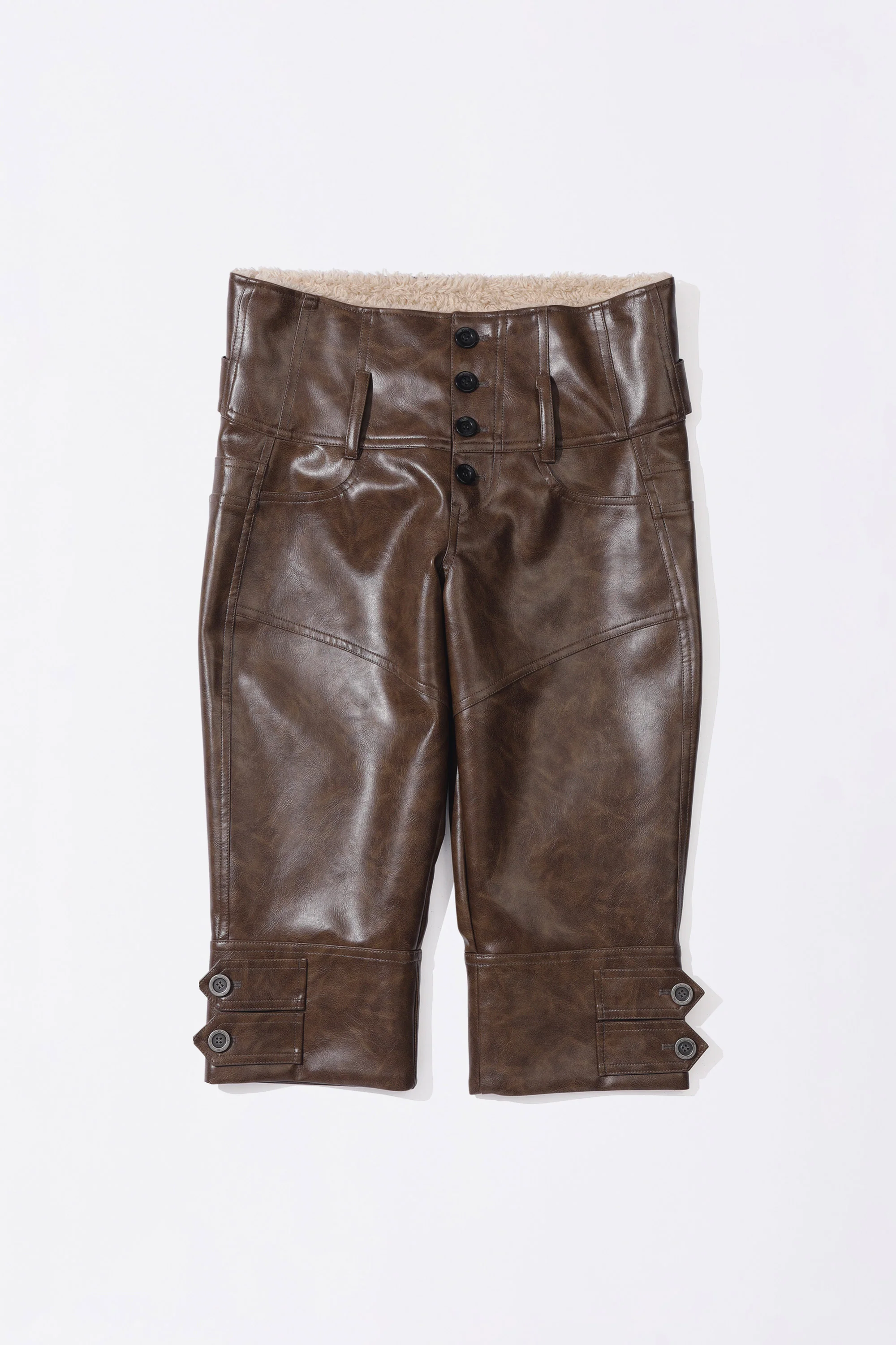 Capri Faux Leather Pants Brown - Image 6
