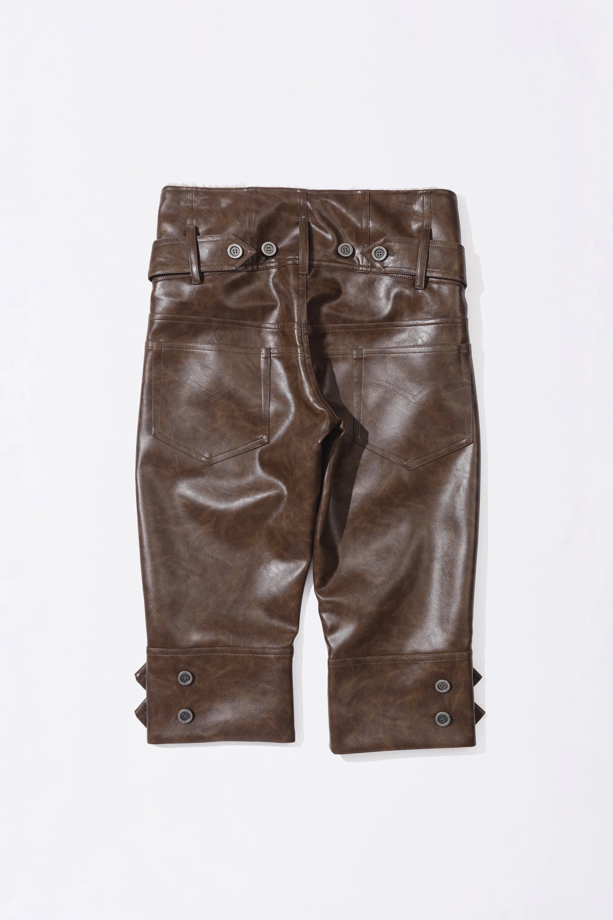 Capri Faux Leather Pants Brown - Image 7