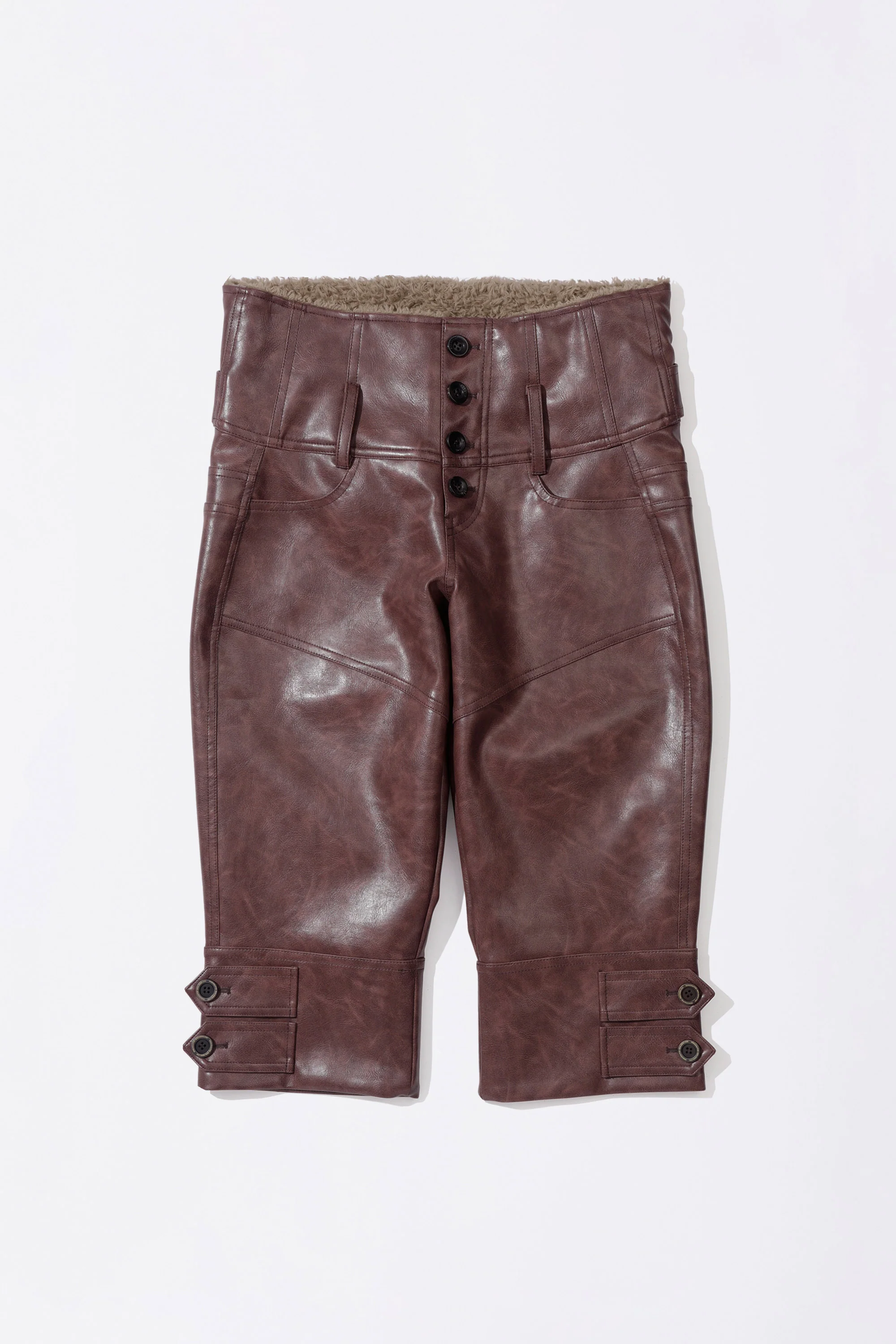 Capri Faux Leather Pants Burgundy - Image 6
