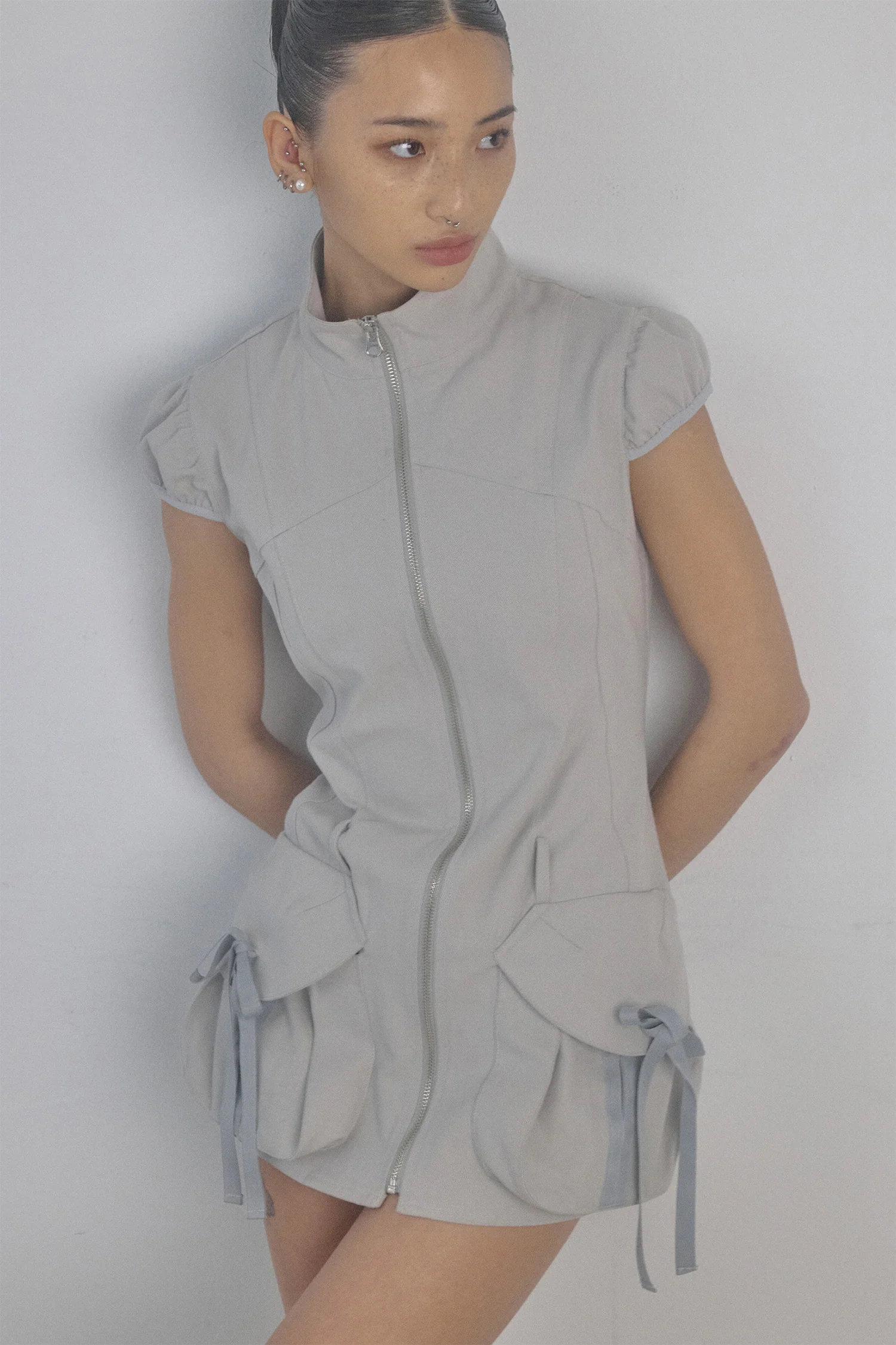 Cargo Zip-Up Dress Ice Gray - Image 3