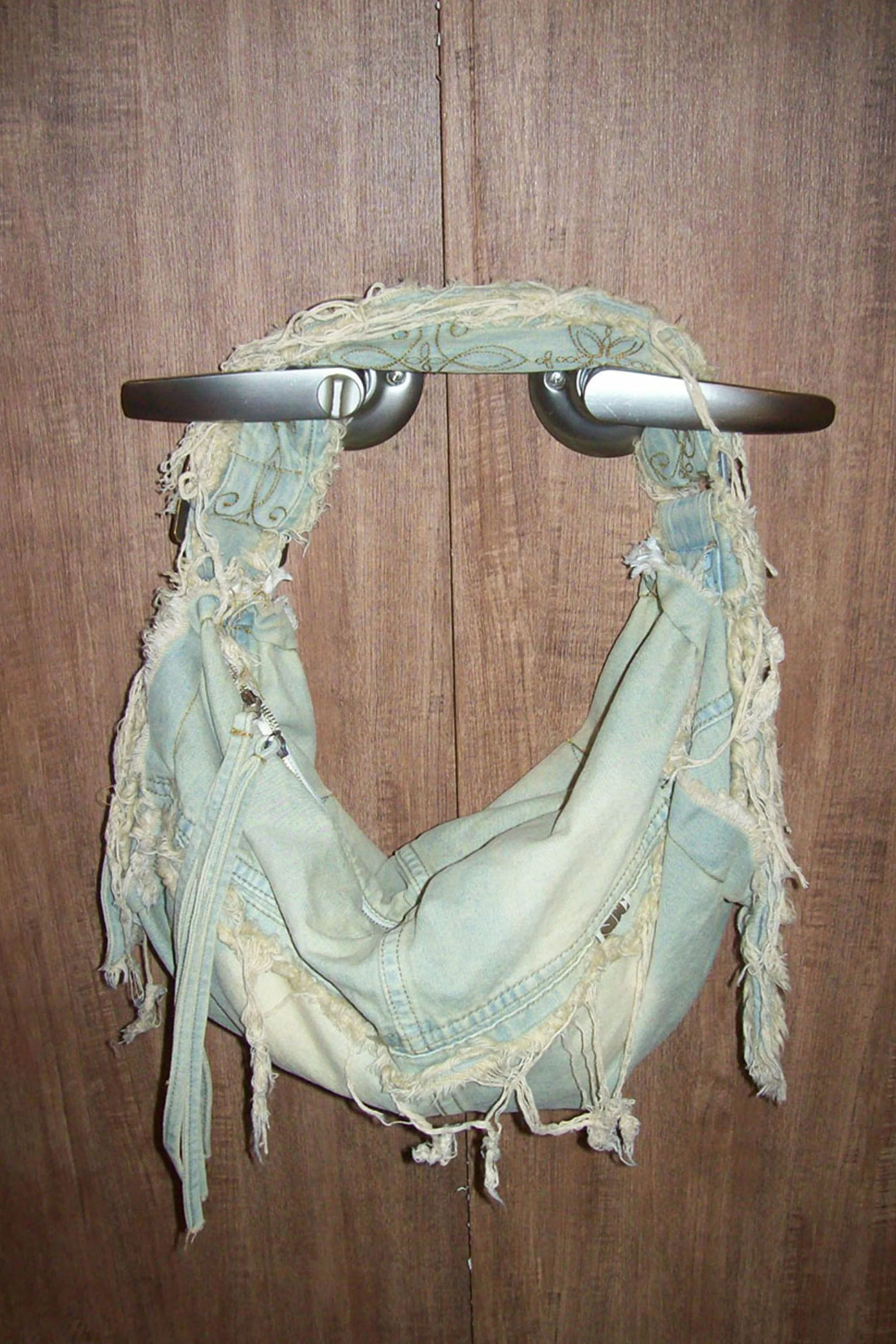 Destroyed Denim Duffel Bag Vintage Ice - Image 5