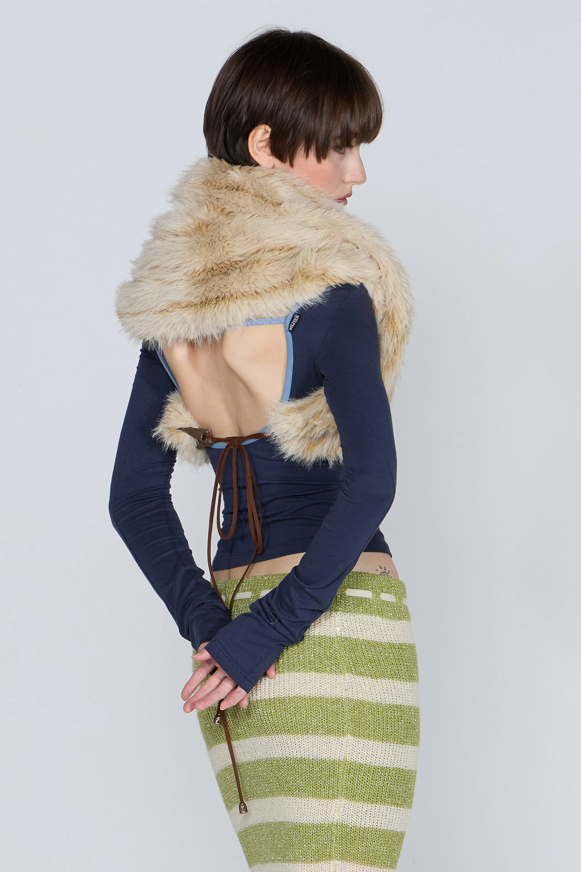 Faux Fur Shawl Butter - Image 3