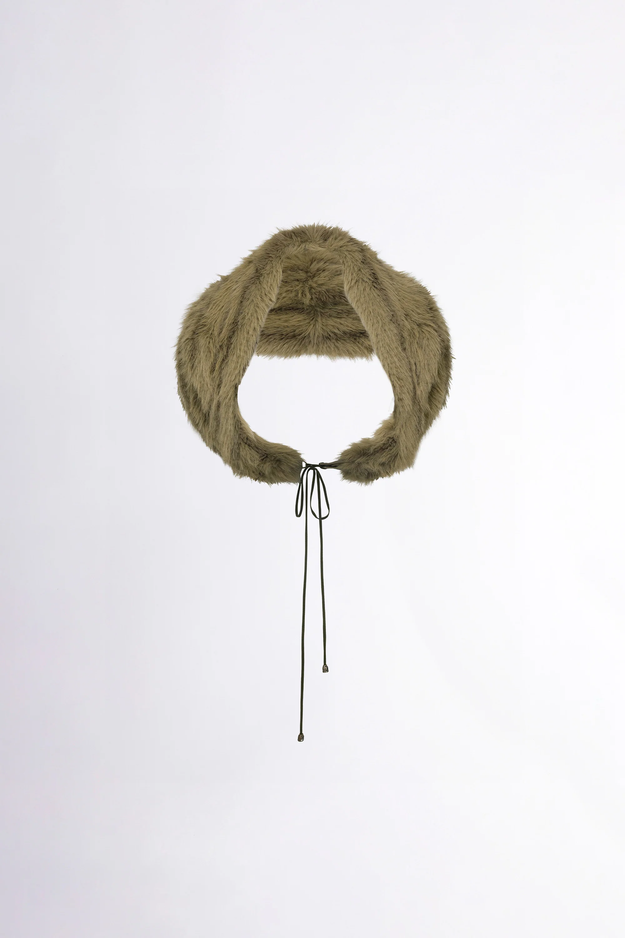 Faux Fur Shawl Olive - Image 3