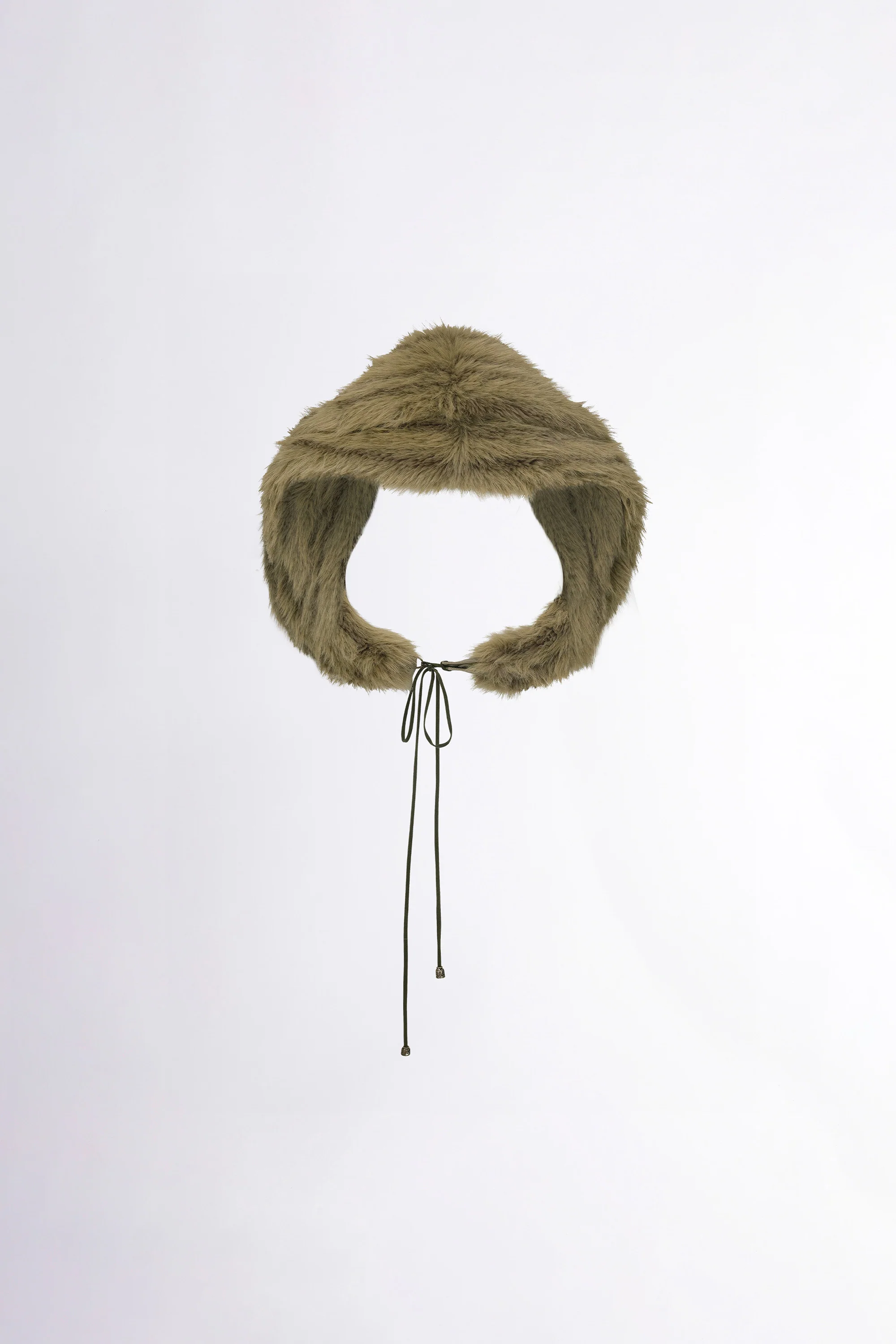 Faux Fur Shawl Olive - Image 4