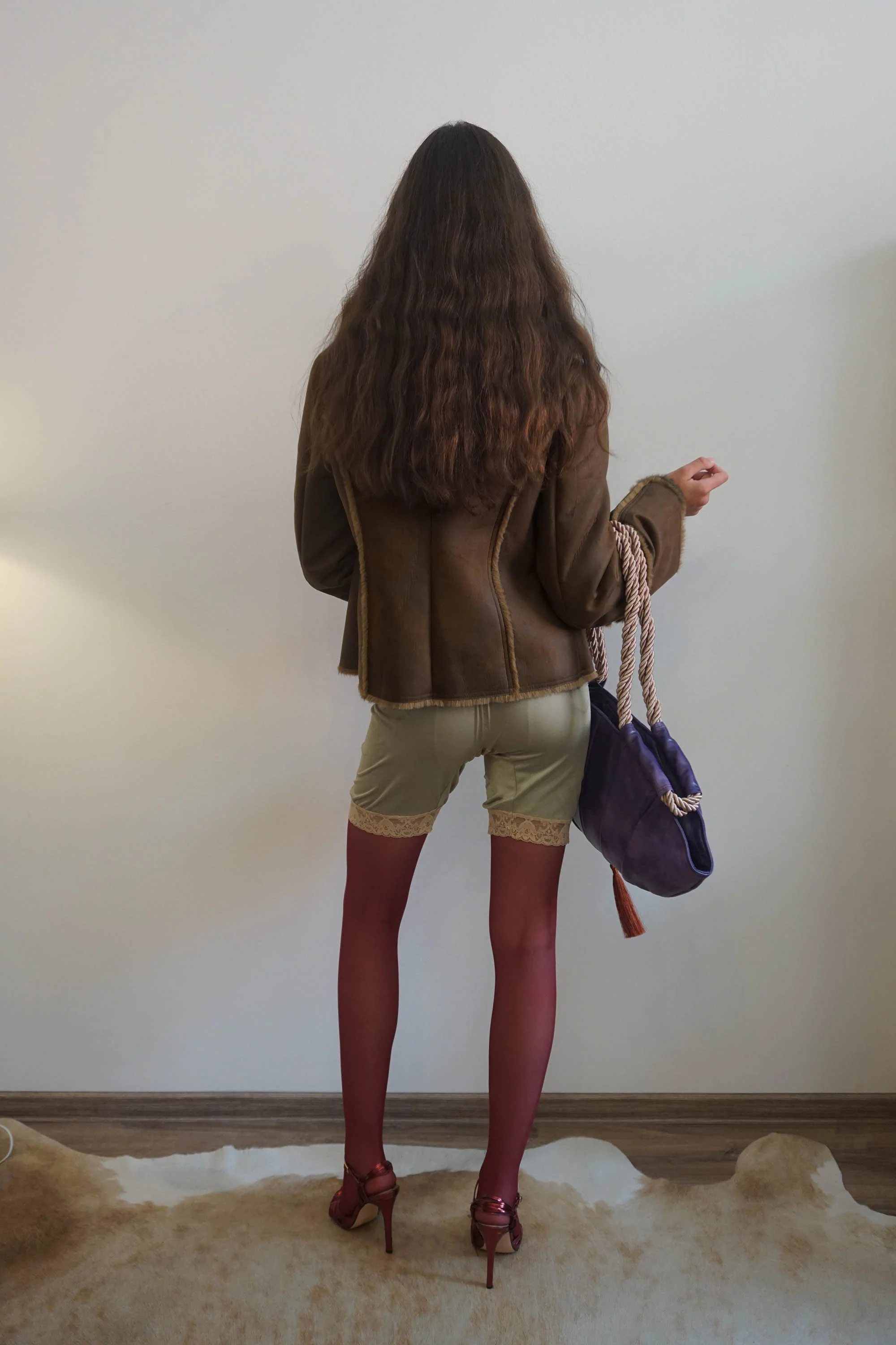 Faux Mouton Toggle Coat Brown - Image 3