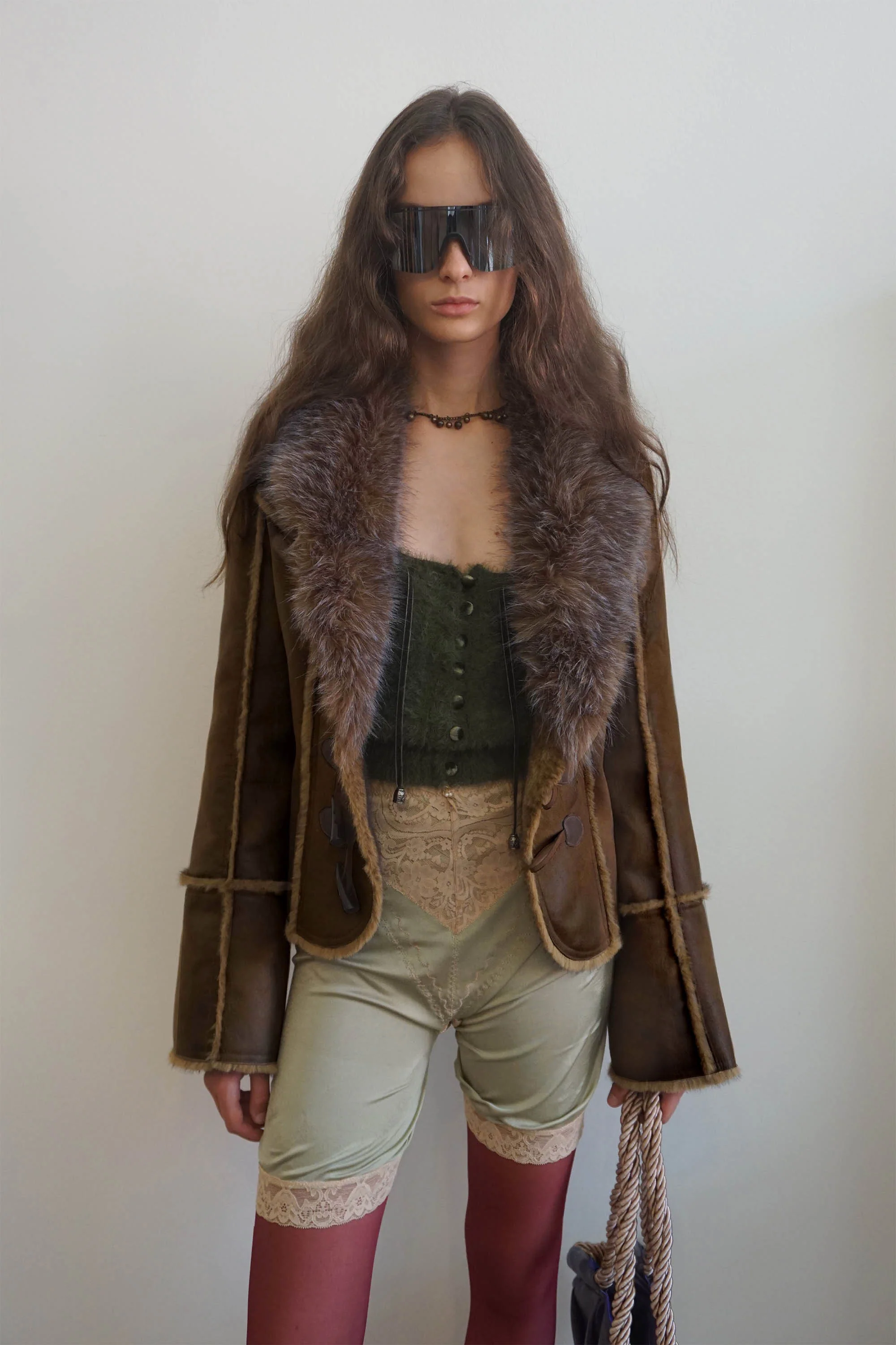 Faux Mouton Toggle Coat Brown - Image 5