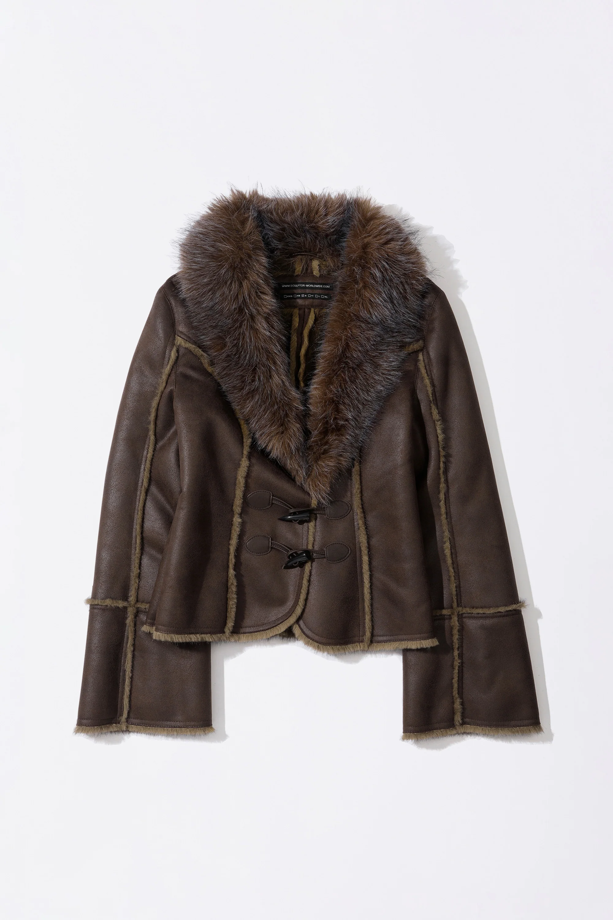 Faux Mouton Toggle Coat Brown - Image 6