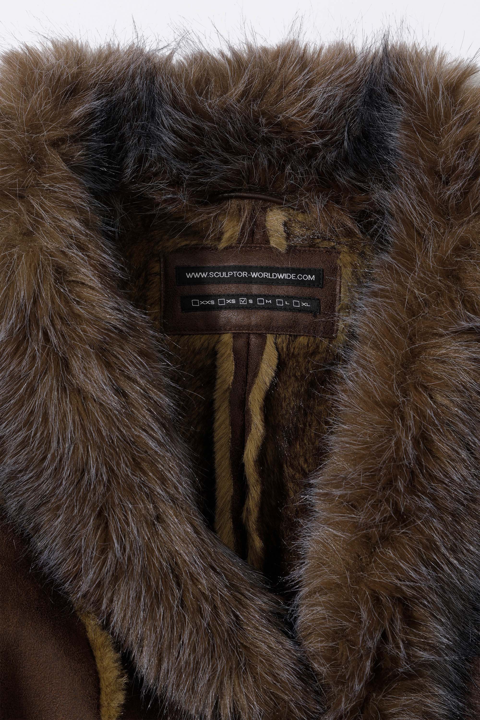 Faux Mouton Toggle Coat Brown - Image 8