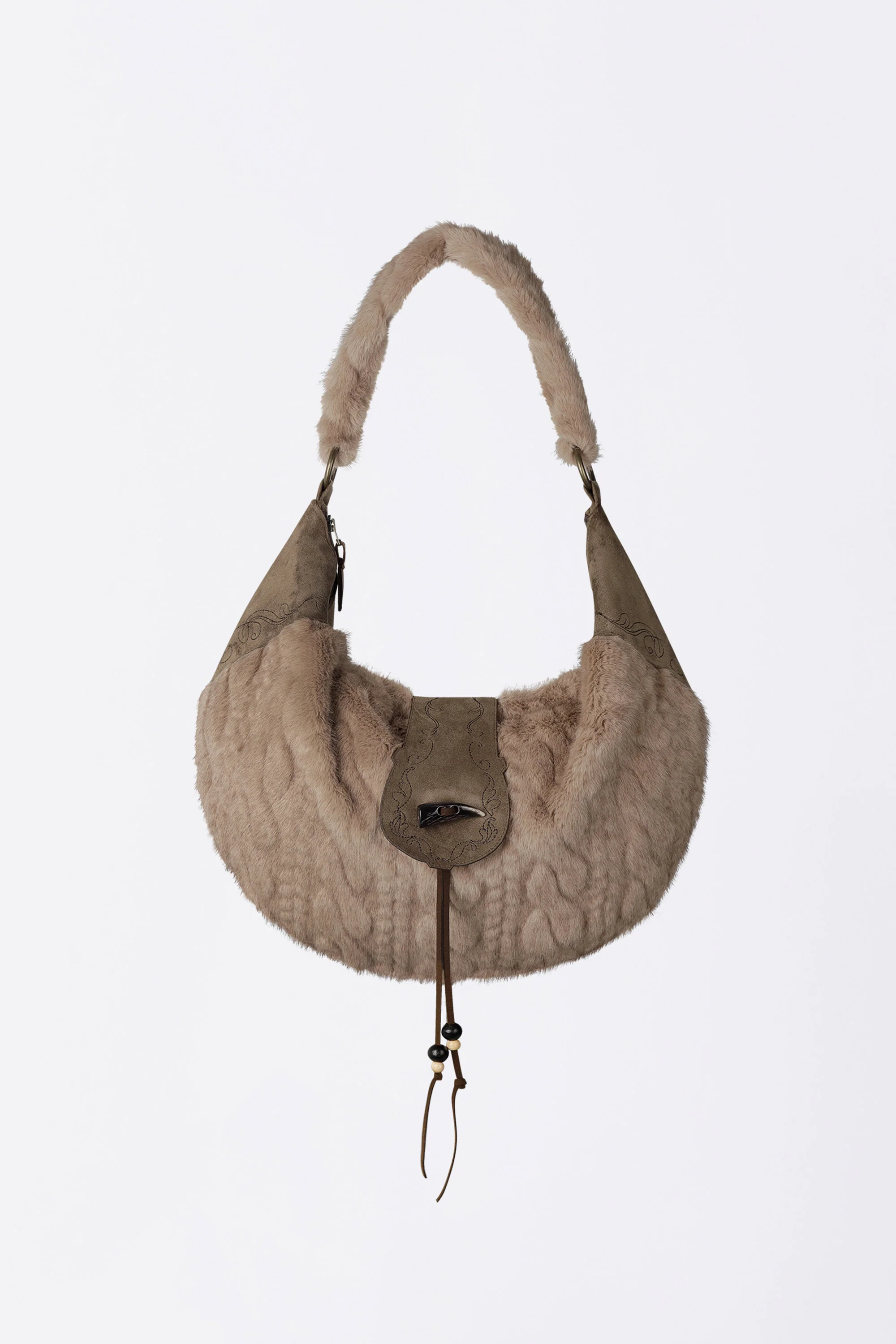 Horseshoe Fur Bag Brown - Image 5