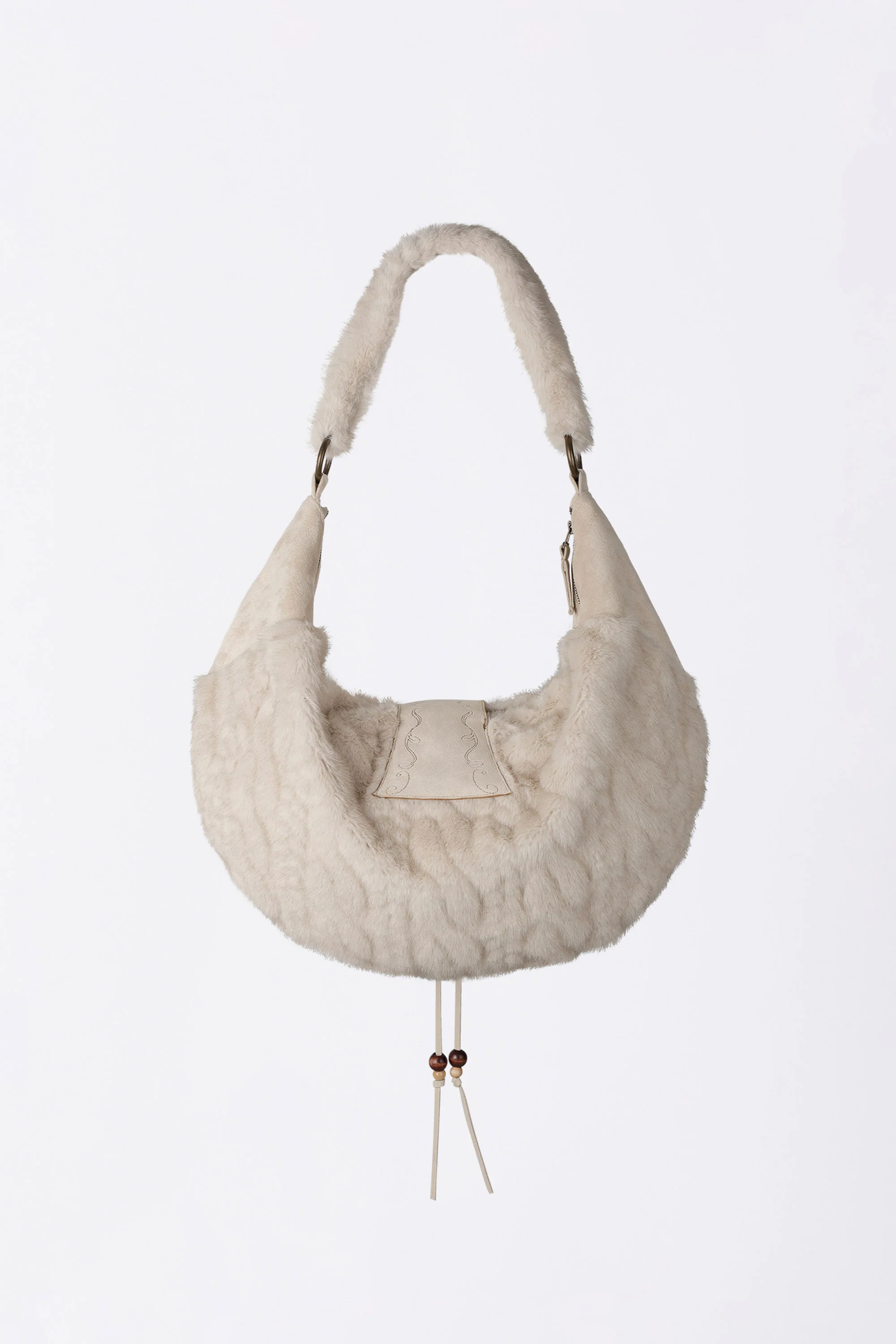 Horseshoe Fur Bag Ivory - Image 5