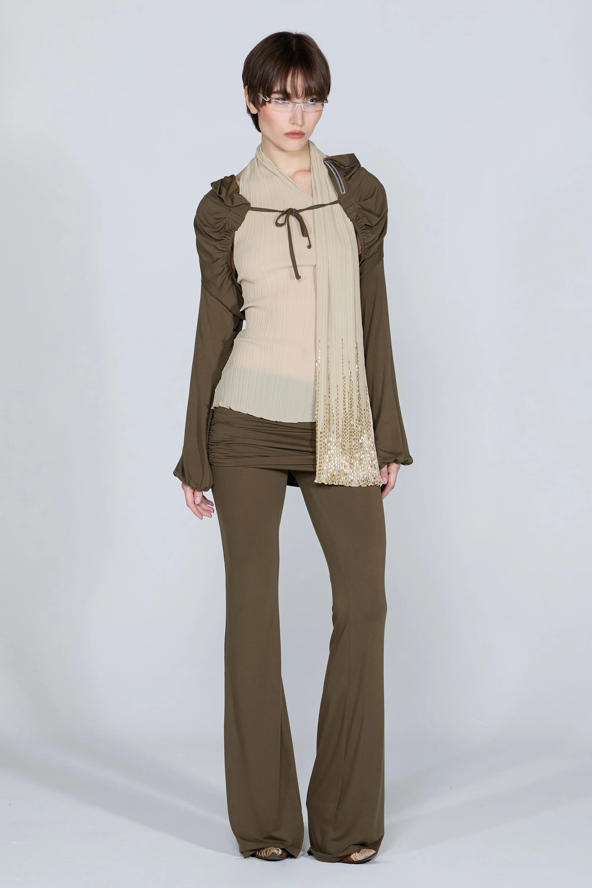 Jersey Priest Hoodie Bolero Khaki - Image 3