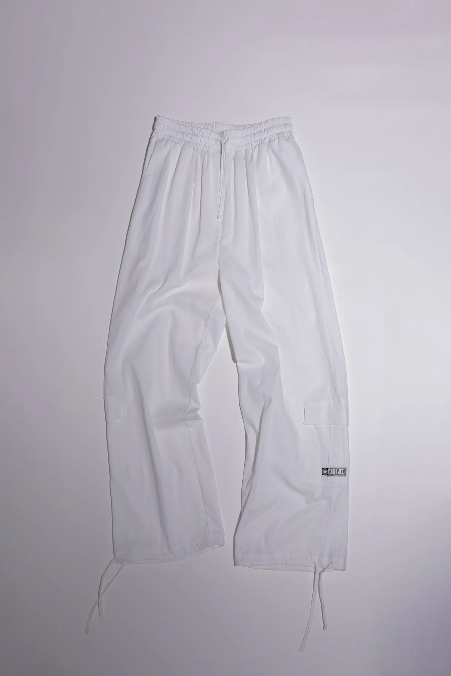 Linen Cargo Jogger Pants White - Image 3