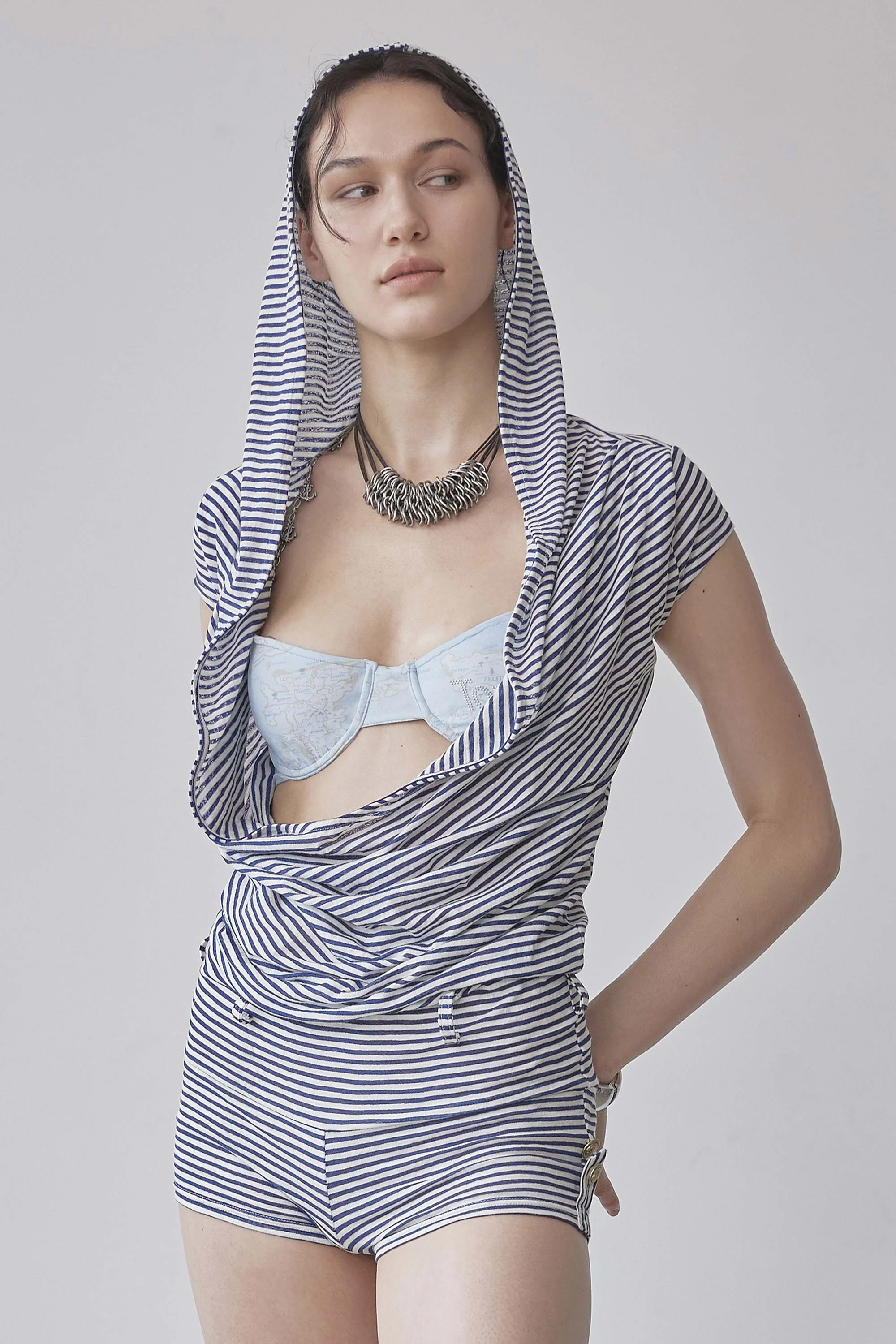 Marine Draped Romper Navy - Image 4