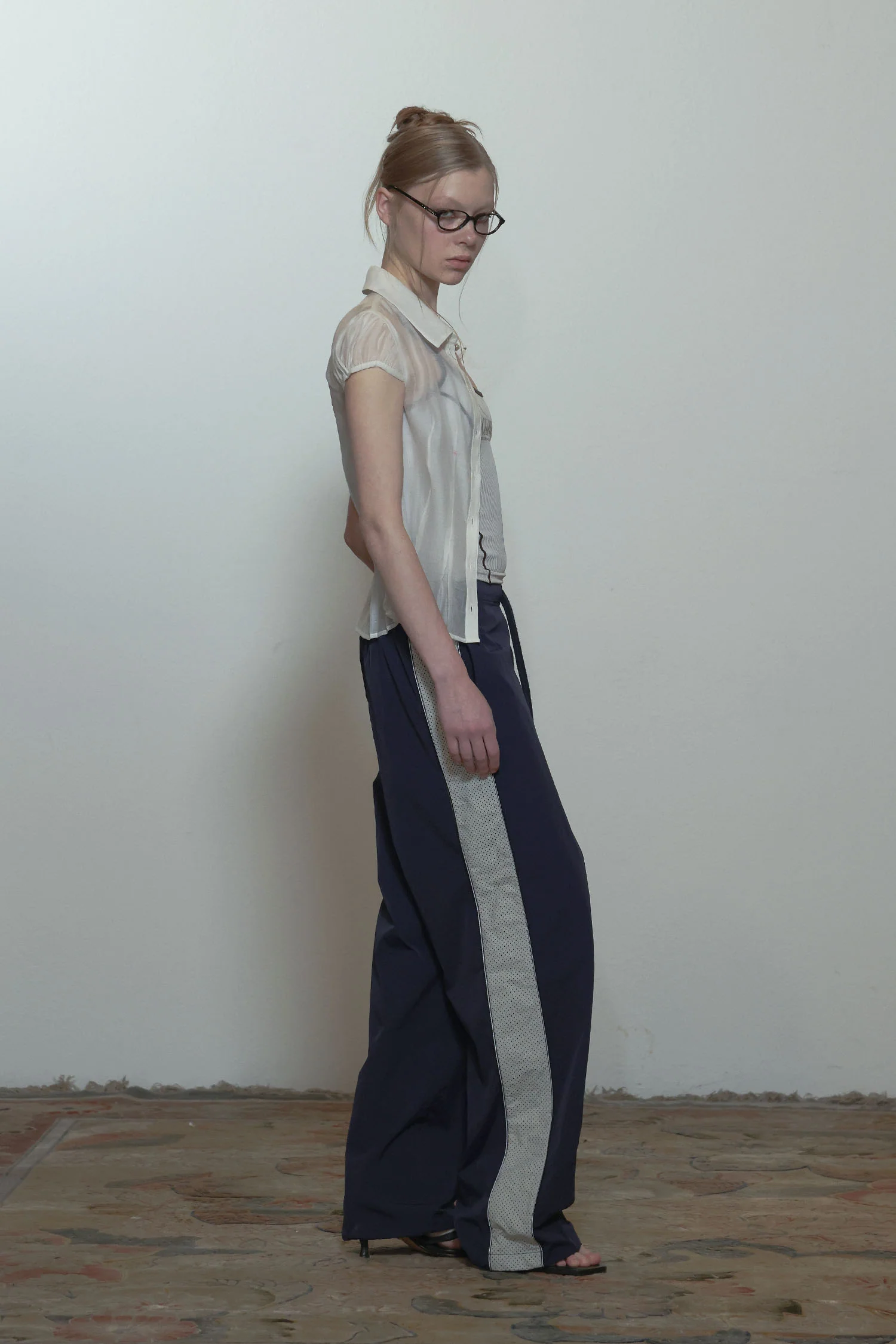 Mesh Nylon Track Pants Navy - Image 3