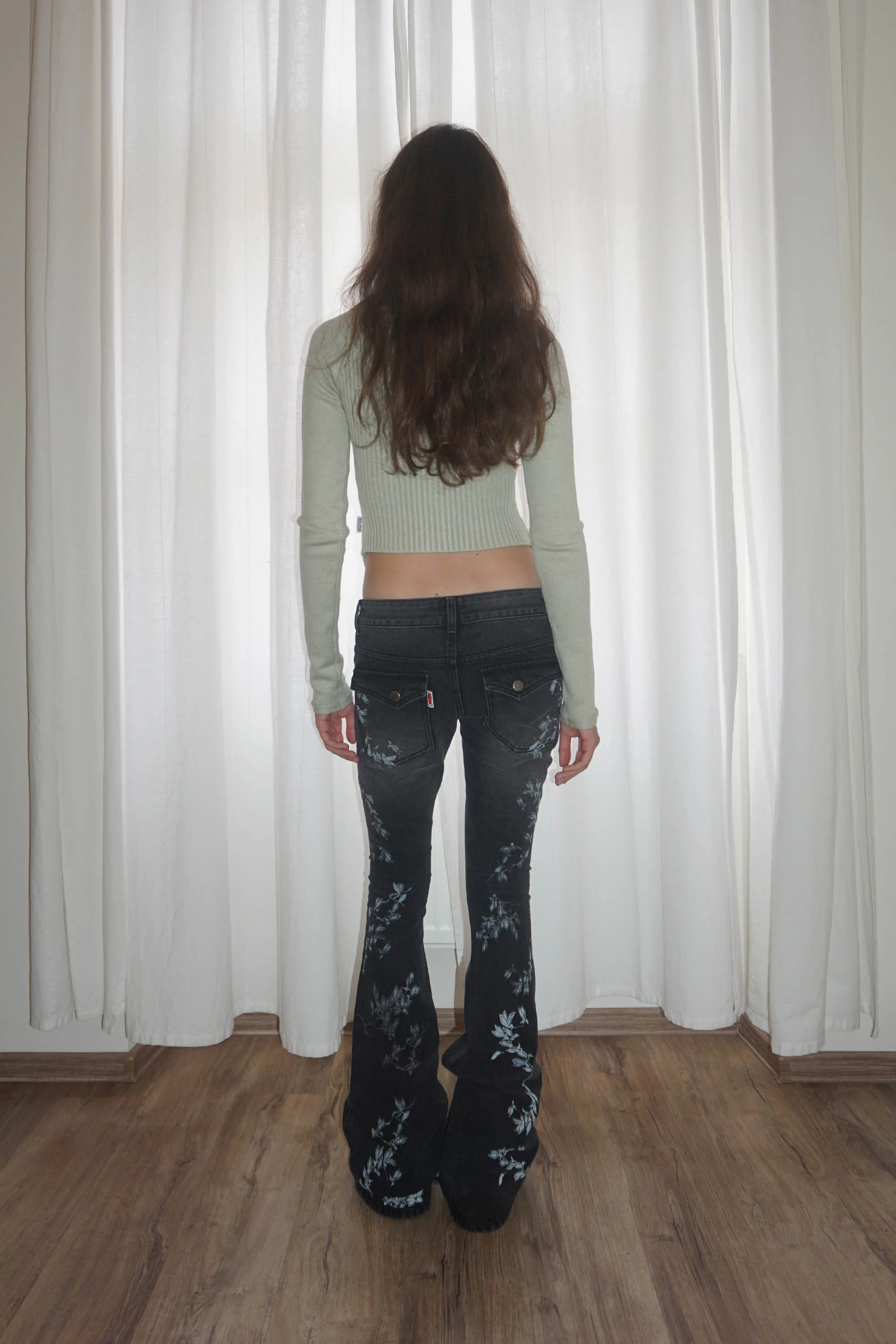 Open Collar Knit Zip-Up Pale Mint - Image 3