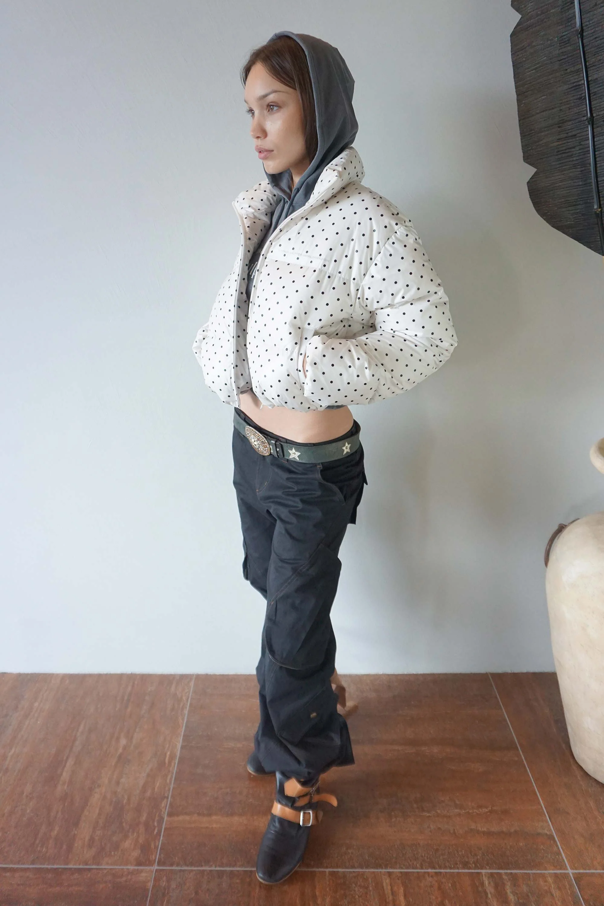 Polka Cropped Puffer Down Ivory - Image 3