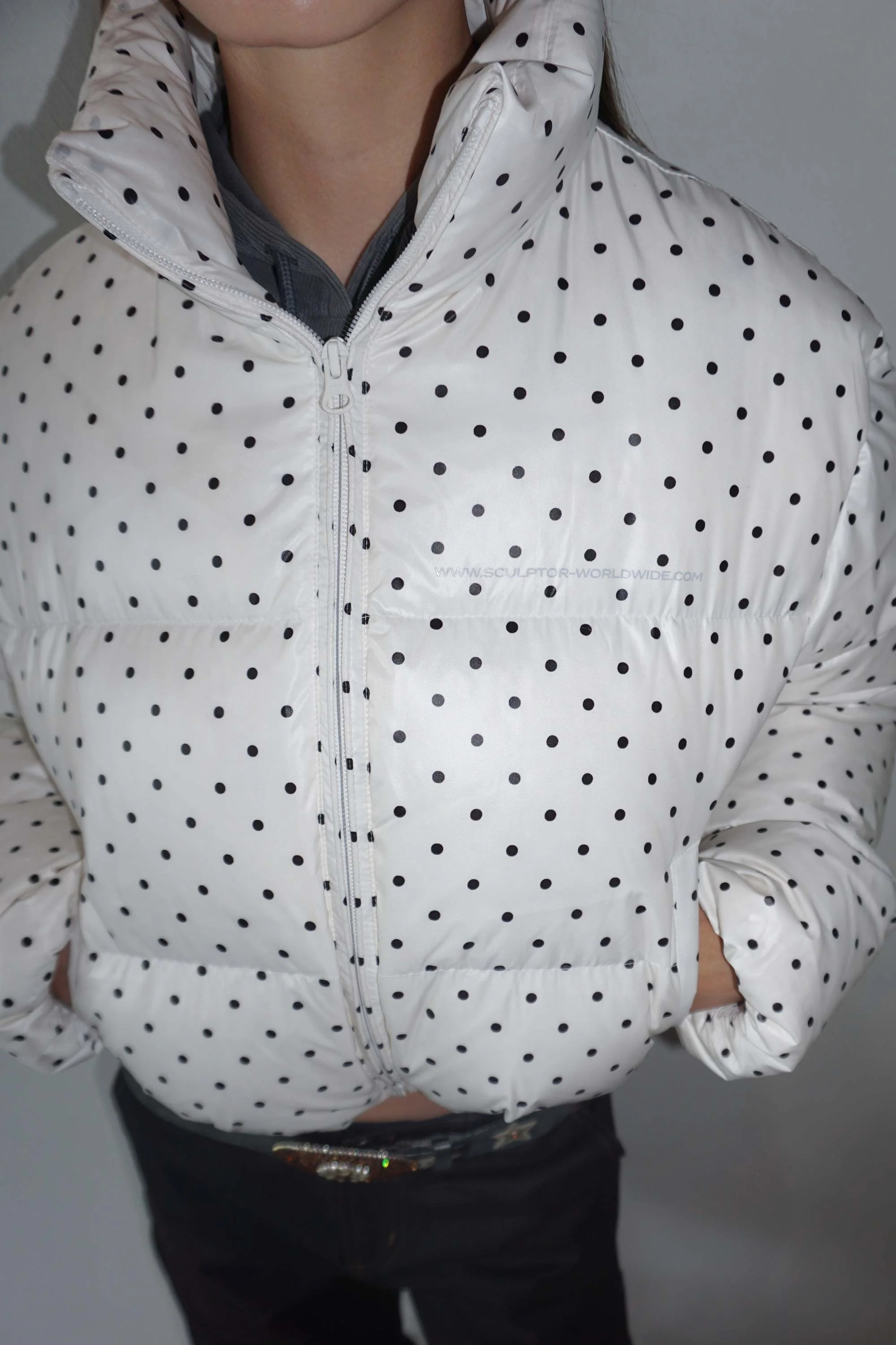 Polka Cropped Puffer Down Ivory - Image 4