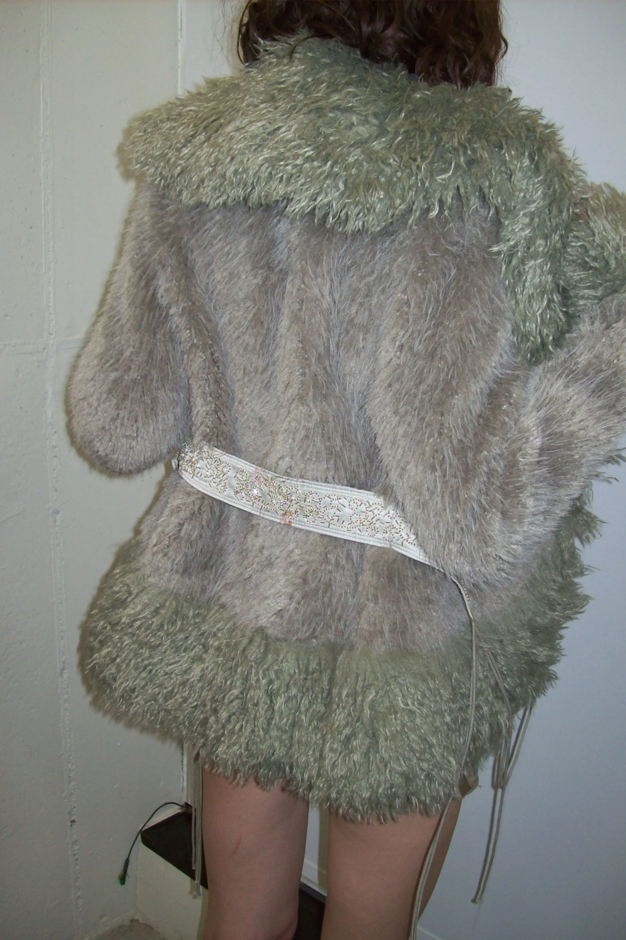 Beaded Faux Fur Robe Sage/Gray - Image 6