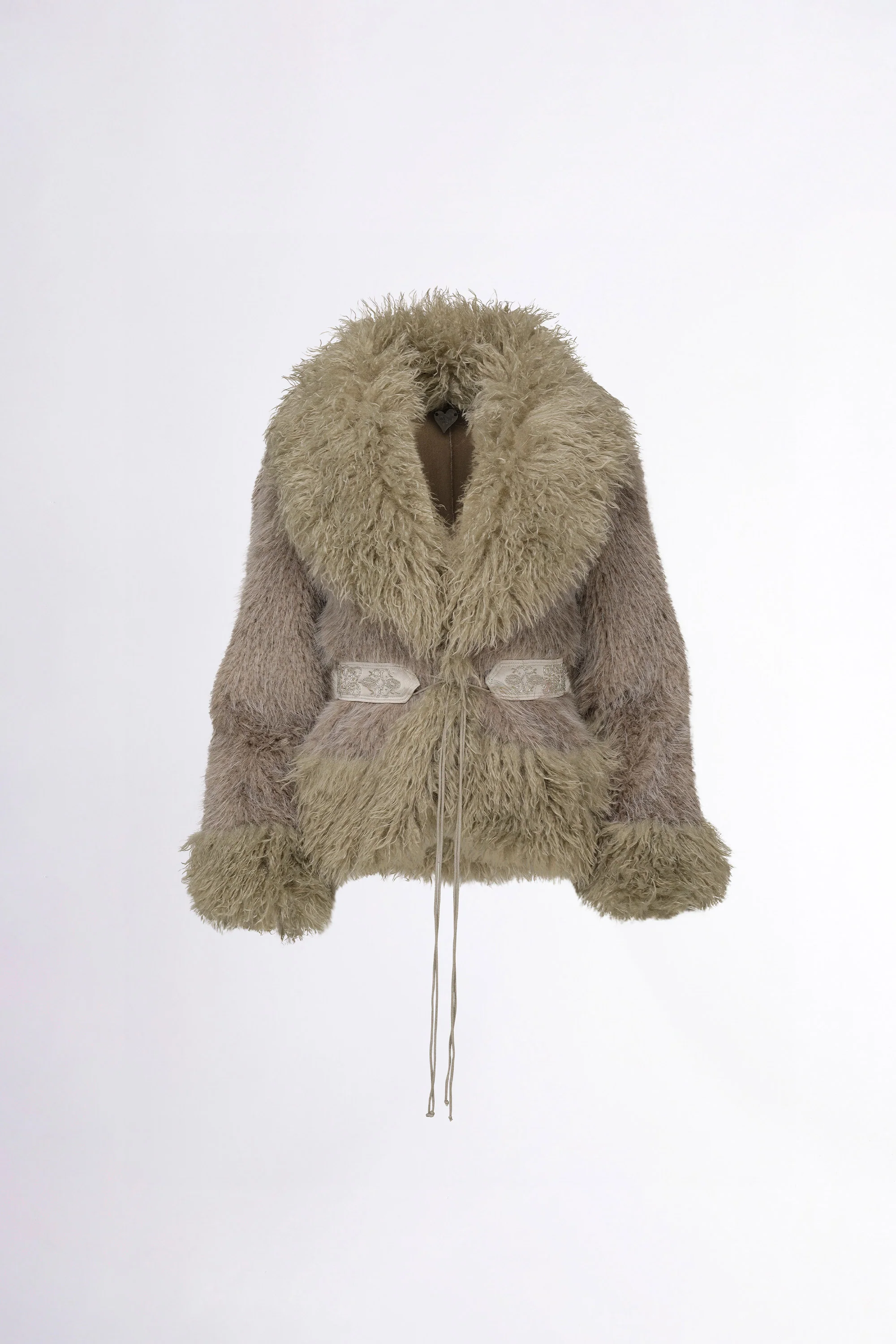 Beaded Faux Fur Robe Sage/Gray - Image 7