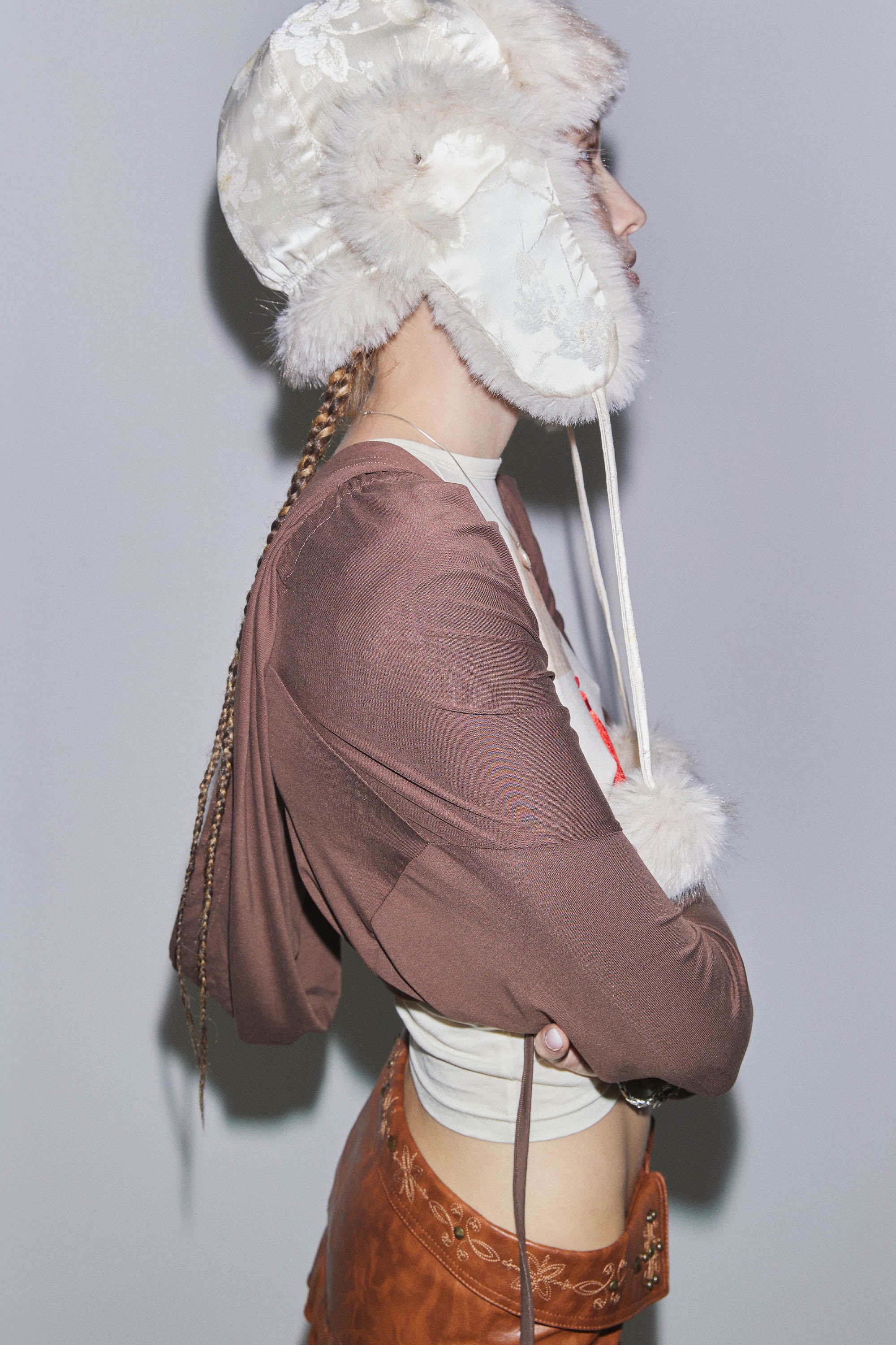 Jersey Priest Hoodie Bolero Brown - Image 5
