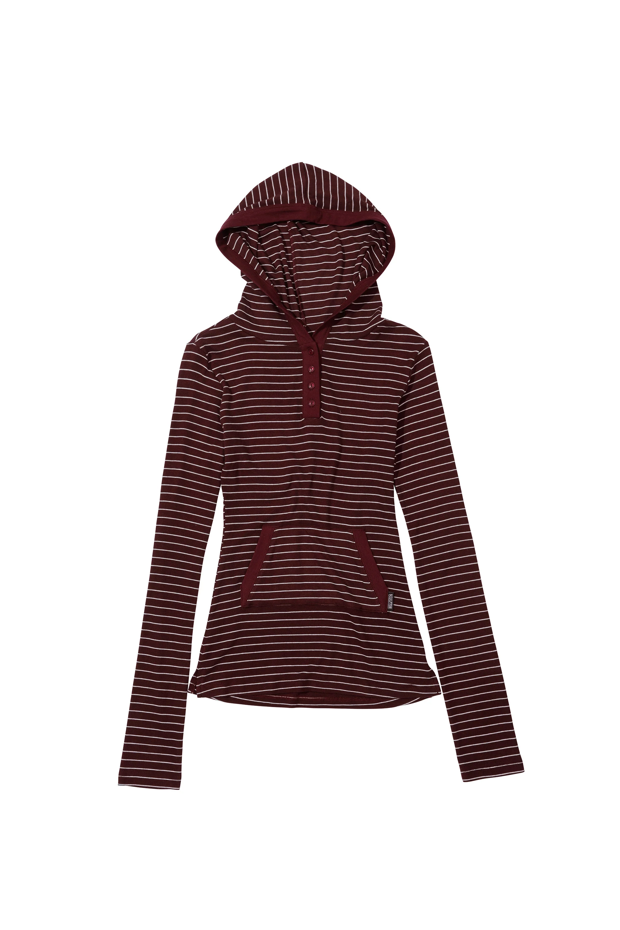 Stripe Hoodie Tee Burgundy - Image 4
