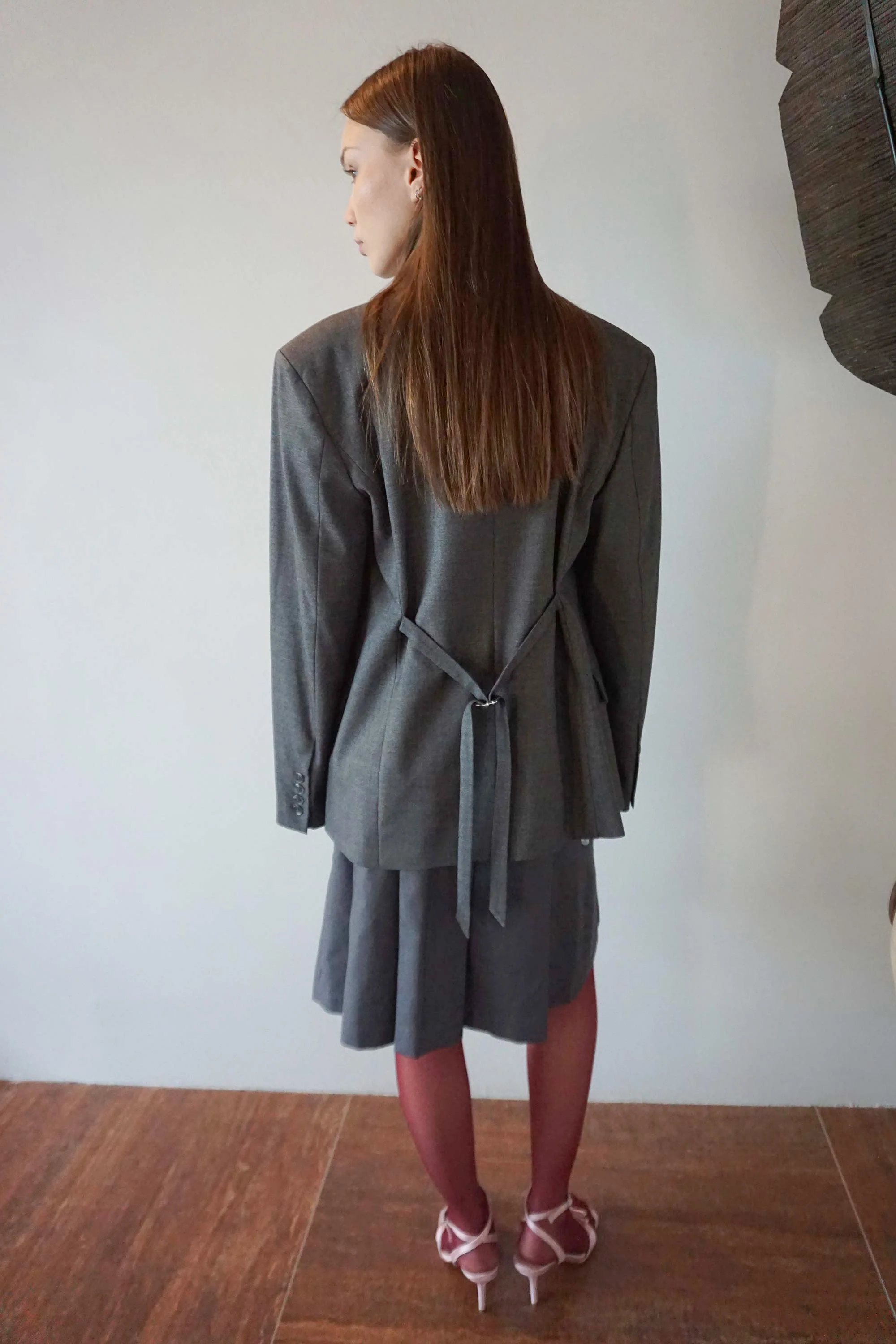 Tailored Belted Blazer Gray - Image 4